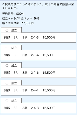 ジャックポット有料予想買い目２レース目