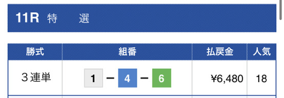 オーシャン有料予想2レース目結果